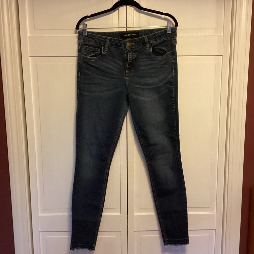 Prosperity Dark Blue Raw Hem Skinny Jeans